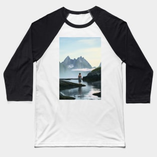 Girl in a Mountain Lake Baseball T-Shirt